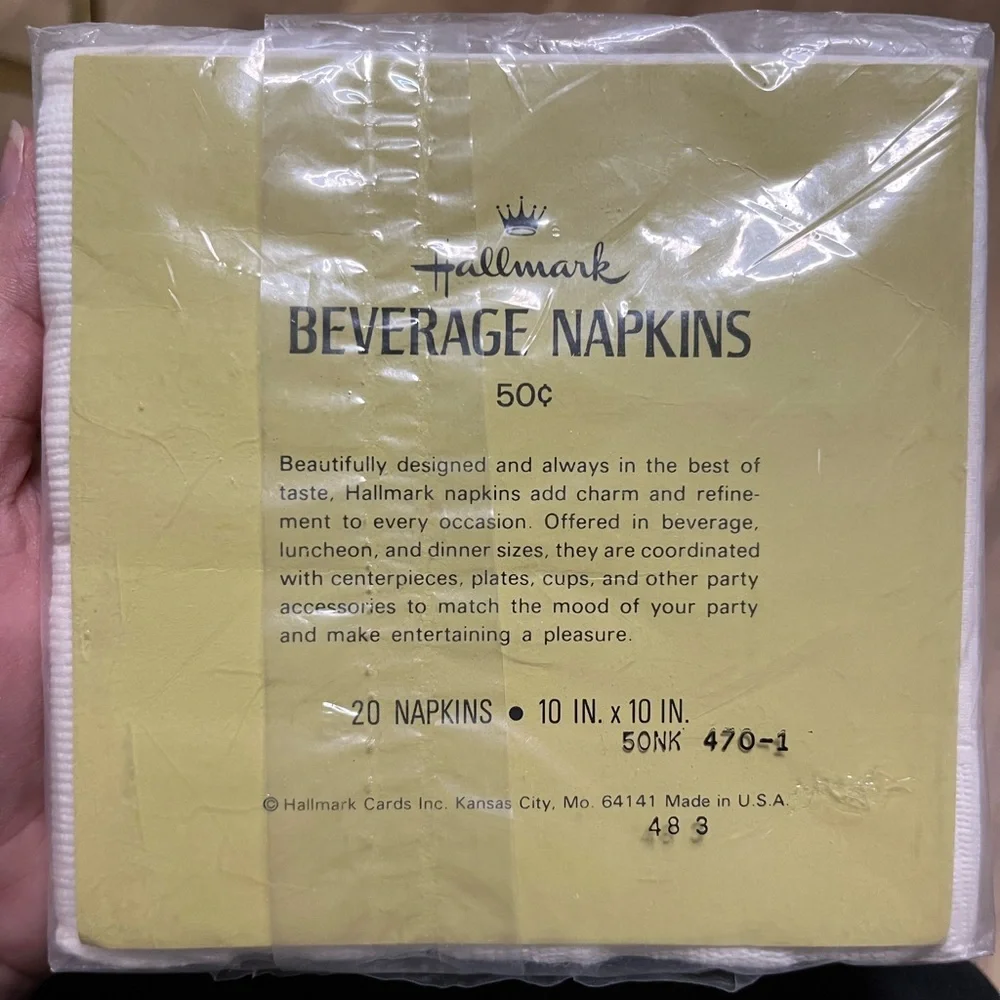 Hallmark Beverage Napkins, Early Vintage, “tickled blue luncheon napkins”
